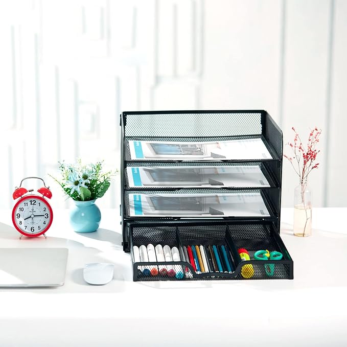 SETTFRFE 4-Tier Metal Desk Organizer-Paper Letter Tray - Image 4