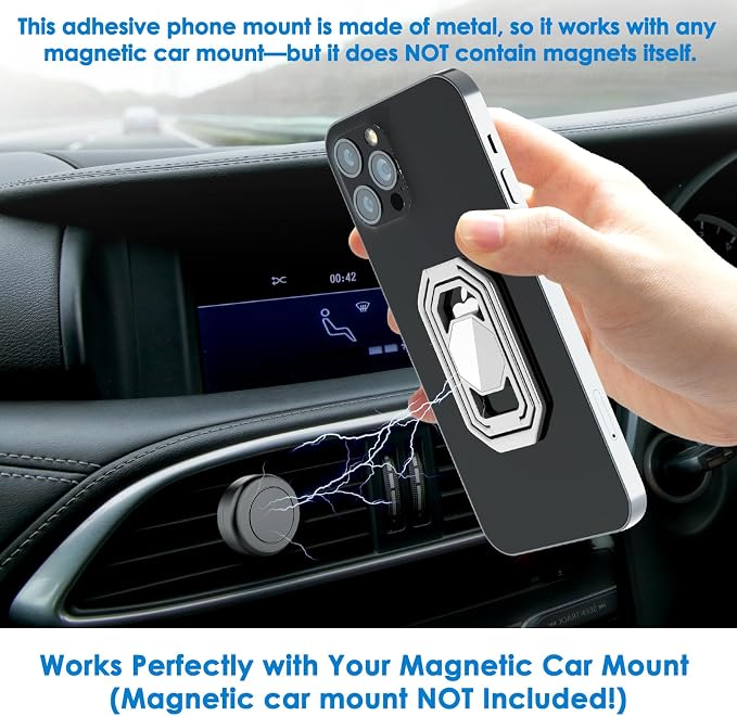 Phone Ring Holder Finger Kickstand, Upgraded 360° Rotation Metal Phone Grip - Image 5