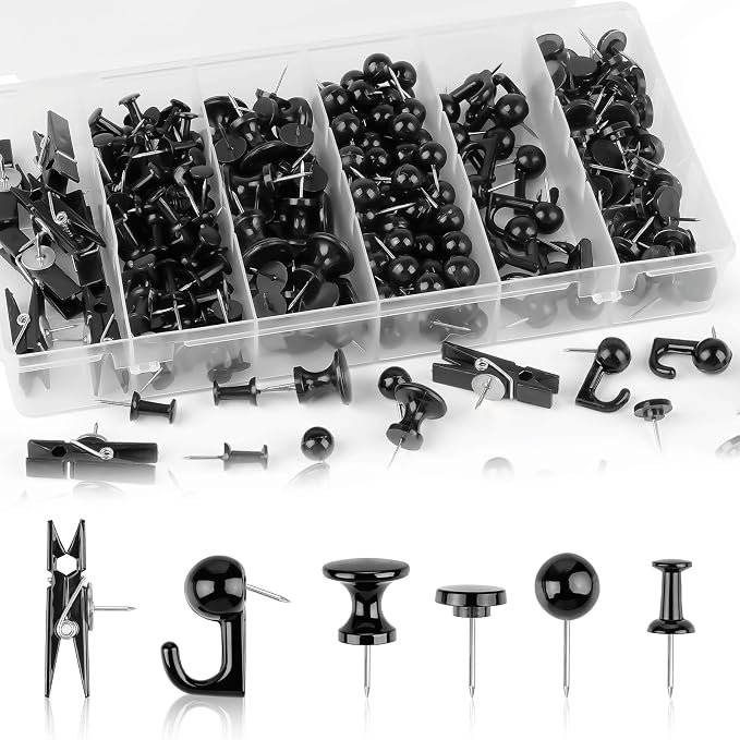 290 Pcs Push Pins, 6 Style Thumb Tacks Set by Okxir