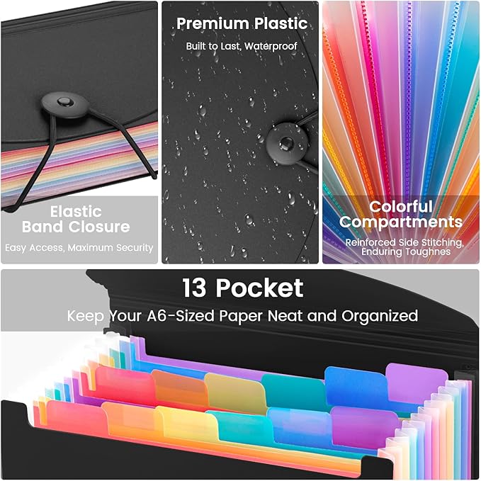 13 Pocket A6 Receipt Organizer, 2 Pack Small Accordion File Organizer, Coupon - Image 3