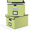 File Organizer Boxes with Lids, Linen Hanging Filing & Storage Box with Plastic by Huolewa