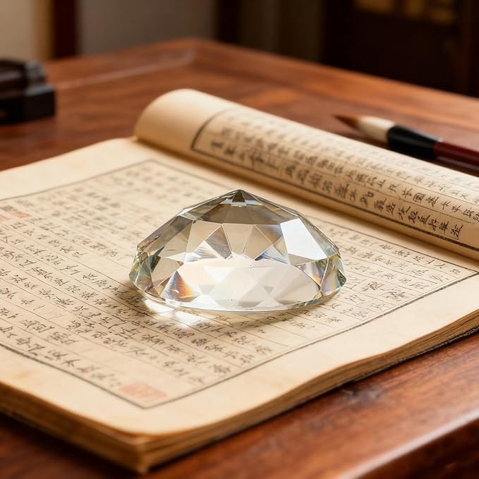 Round Faceted Clear Crystal Paperweight Set of 2, K9 Transparent Diamond Shape - Image 5