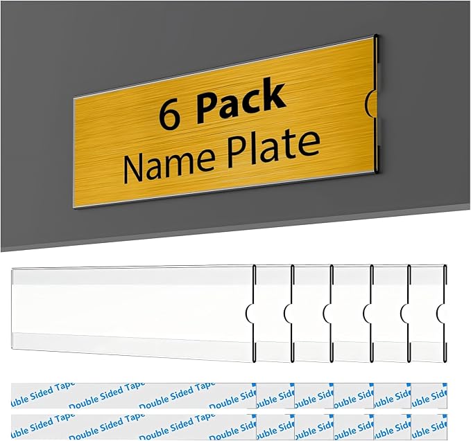 TONICE 6 Pack 2x8 Inch Acrylic Desk Nameplate Holders, Double Sided Acrylic by TONICE