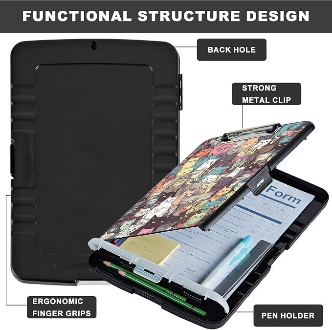 Clipboard with Storage, Storage Clipboard with Pen Holder, Heavy Duty Plastic - Image 6