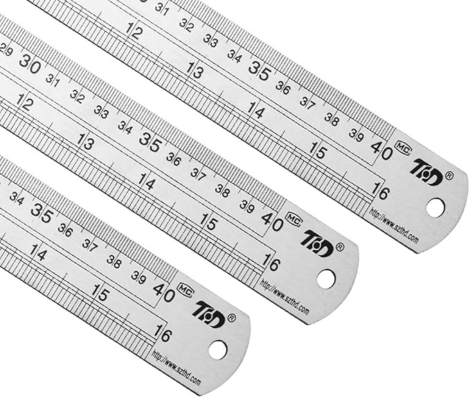 ZZTX Ruler Metal Straight Edge Stainless Steel Ruler 16 Inch Ruler Set Rulers - Image 3
