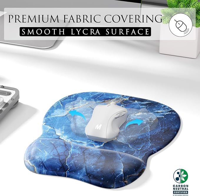MROCO Ergonomic Mouse Pad with Gel Wrist Rest, 9.4 x 8.1 in, Ocean Marble | - Image 2