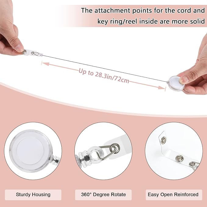JANYUN 100 Pcs Badge Reels Retractable Badges Holder - Image 2