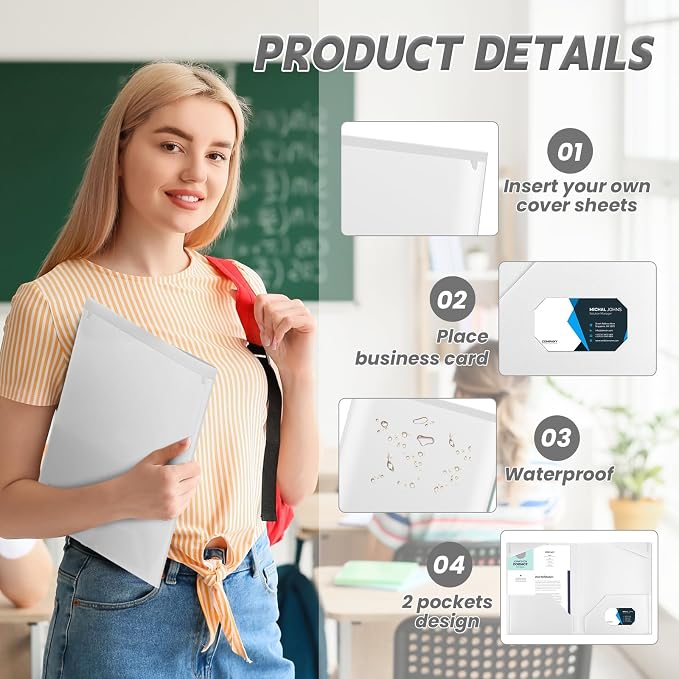 Henoyso 36 Pack White Plastic Folders - Image 3