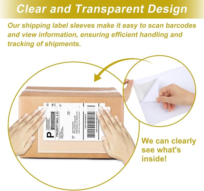 AZUREAL 60PCS Shipping Label Sleeves, 6.7" x 9.8" Packing Slip Pouches - Image 6