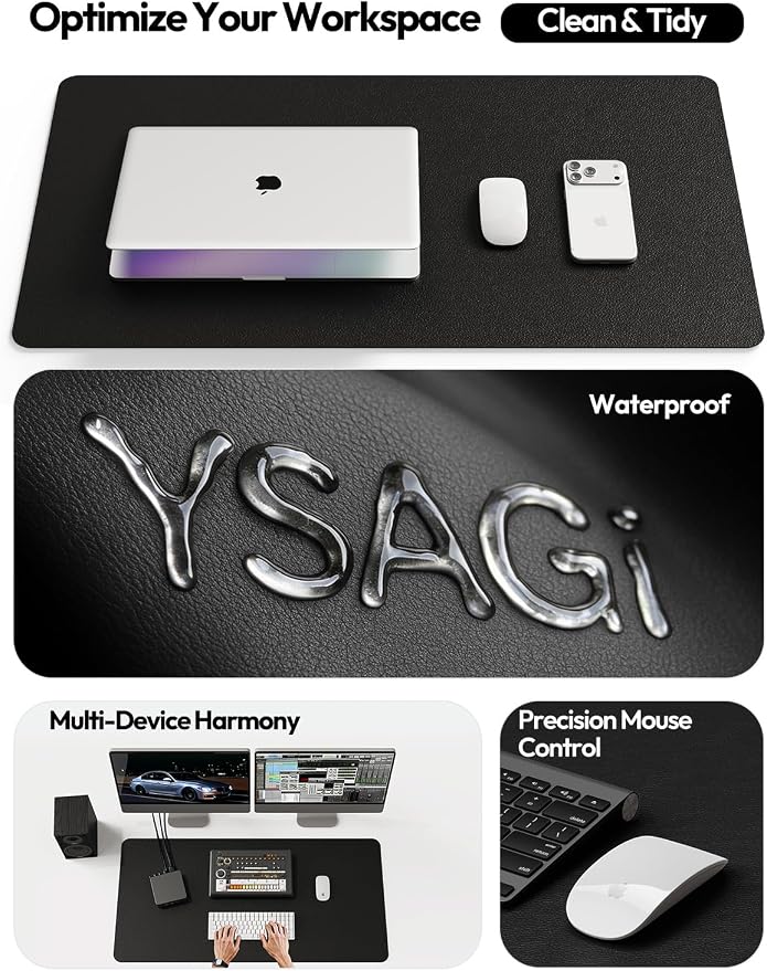 YSAGi Leather Office Desk Pad Protector, Large Mouse Pad, PU Leather, Laptop - Image 8