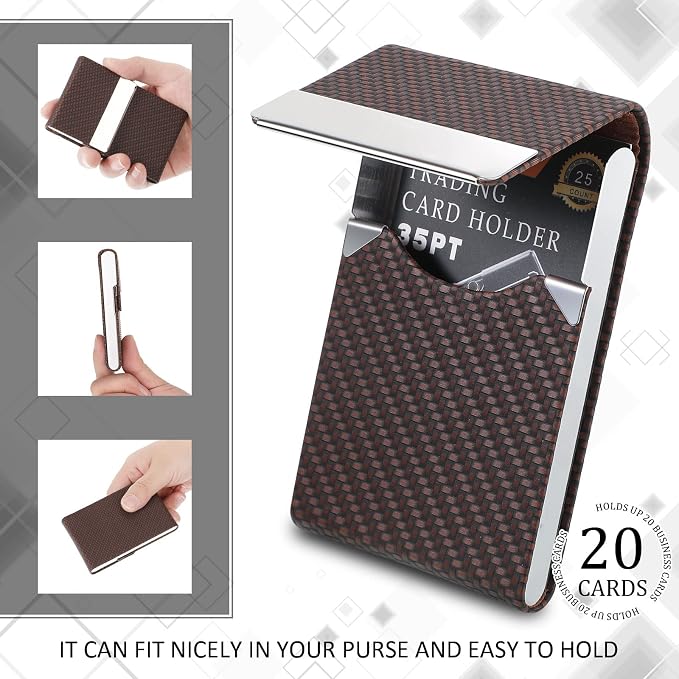 Eaasty 4 Pcs PU Leather Business Card Holder Case - Image 6