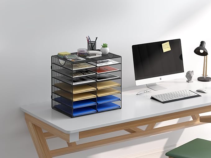 EasyPAG Paper Trays for Classroom 14 Tier Mesh Desk Organizer Shelves - Image 6