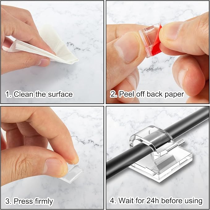 130 Pcs Cable Clips, Adhesive Cable Organizer Cord Holder Wire Clip Wire - Image 5