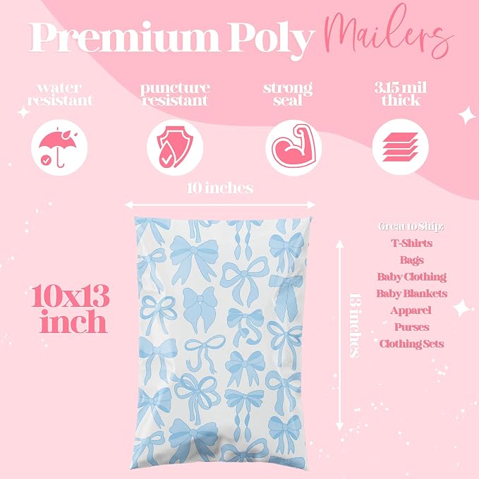 Pretty Package Store 10x13 Designer Poly Mailer 100 Pack Heavy Duty Waterproof - Image 3