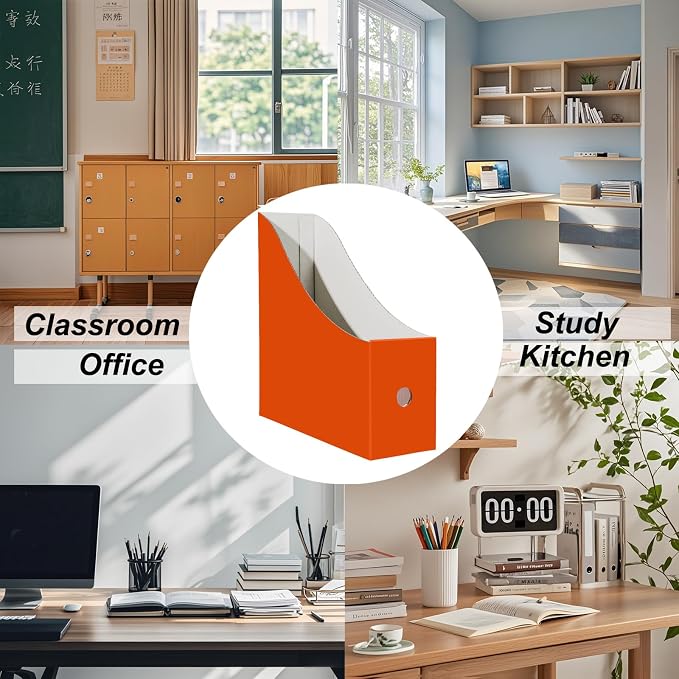Limitliho Orange-red Cardboard Magazine Holder, Magazine File Holder - Image 4