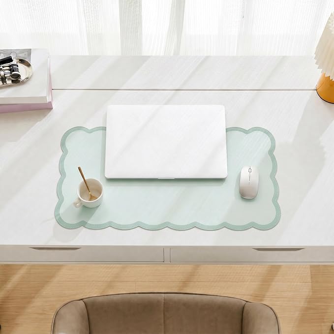 Scalloped Desk Mat, 23.6" x 11.8" Cute Small Aesthetic Desk Accessories - Image 2