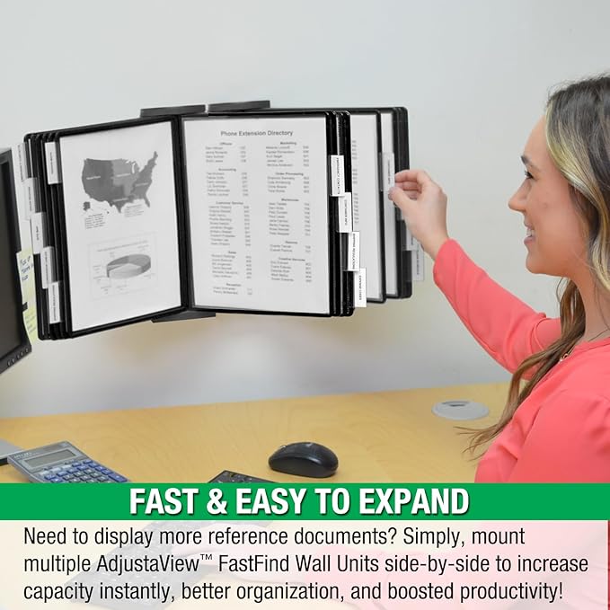 Ultimate Office AdjustaView FastFind 10-Pocket Wall Mounted Reference Display - Image 5