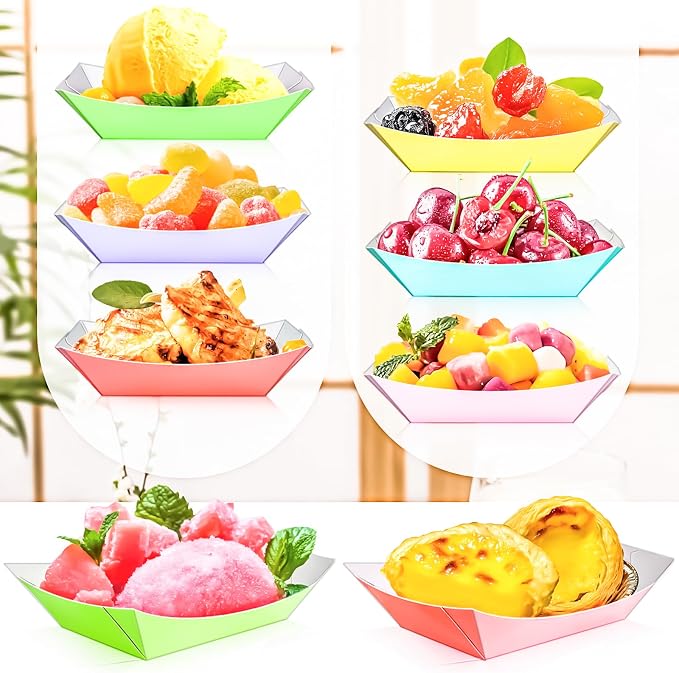 80 Pack Colorful 1/2Lb Paper Food Boat Trays Disposable Small Paper Boats - Image 6