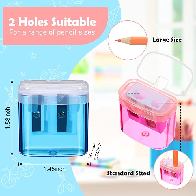 Teling 216 Pcs 180 Pcs Manual Pencil Sharpeners Bulk Handheld Dual Holes Pencil - Image 2