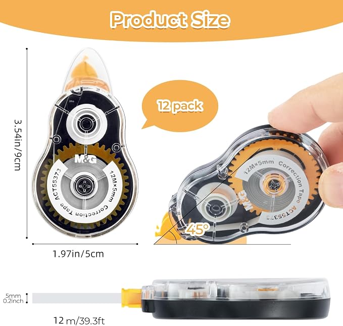 M&G 39.3 Feet Correction Tape, 12 Pack Correction Tape, Office Products - Image 2