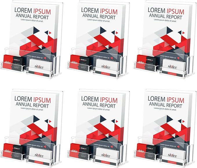 NIUBEE 6-Pack Acrylic Brochure Holder 8.5*11 inches, Plastic Flyer Display Stand by NIUBEE