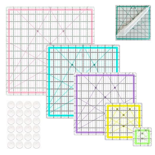 Quilting Rulers, 5 Square Quilting Rulers Multicolored by HUIFARI