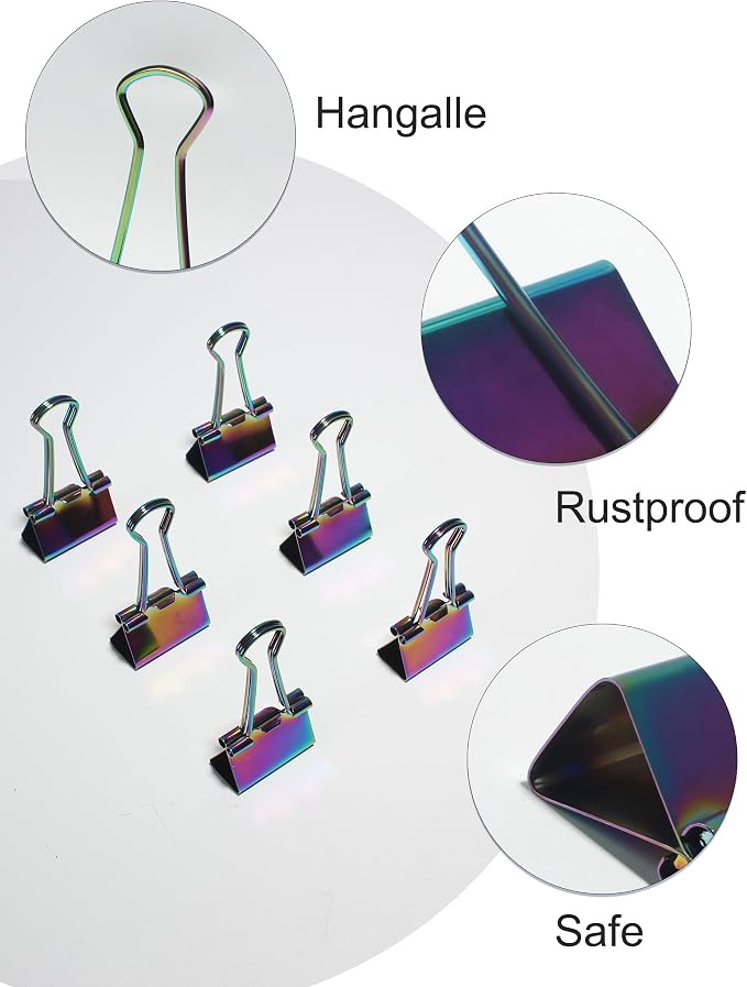 10 Pcs Rainbow Paper Clamps, Medium Binder Clips, 1 Inch Length - Image 5