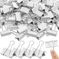 Jetec 100 Pack 1.6in/41mm White Metal Binder Clips Bulk Medium Reusable Fold by Jetec