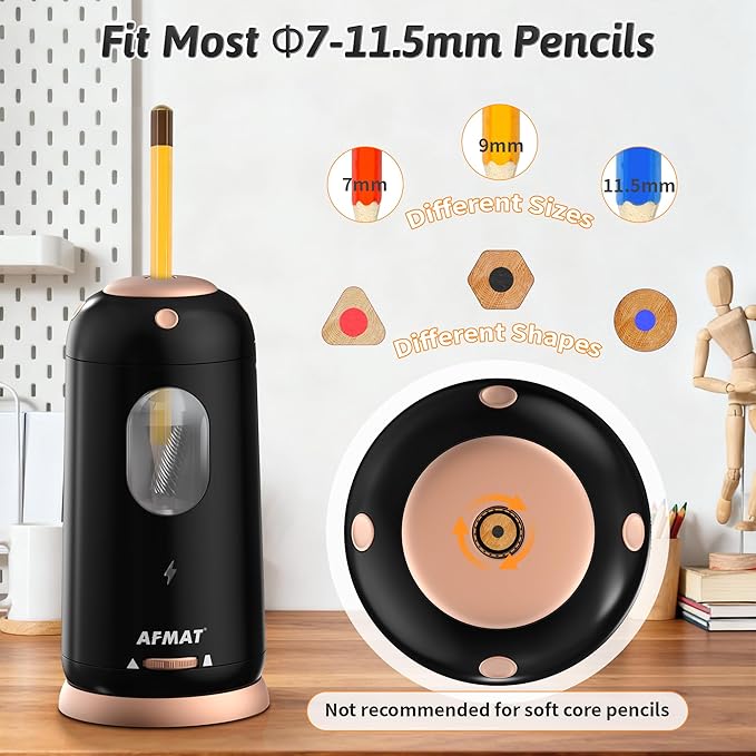 AFMAT Electric Pencil Sharpener, Auto in & Out, Fully Automatic Pencil Sharpener - Image 3