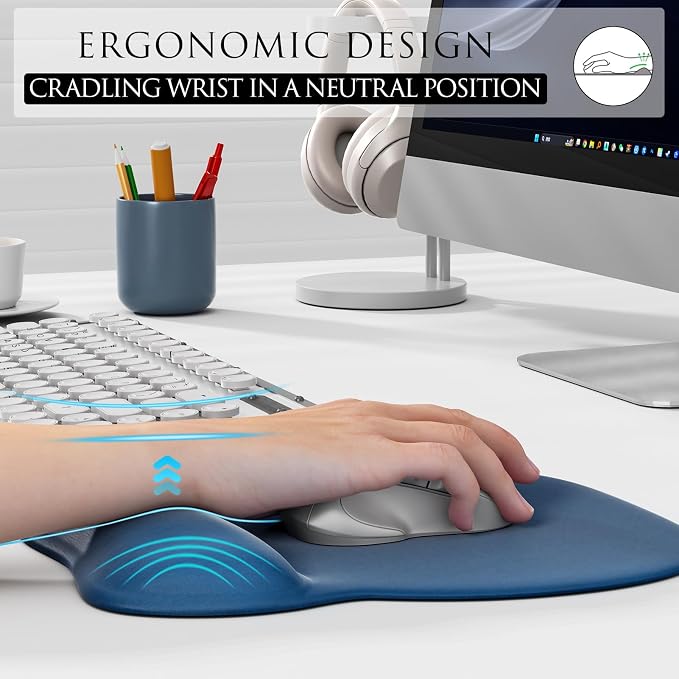 MROCO Ergonomic Mouse Pad with Gel Wrist Rest, 9.4 x 8.1 in, Gel Wrist Comfort - Image 5