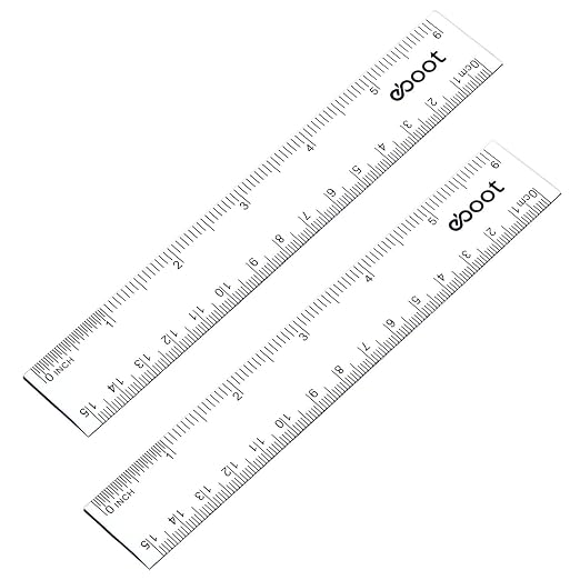 EBOOT 2 Pack Plastic Ruler Straight Ruler Plastic Measuring Tool by eBoot