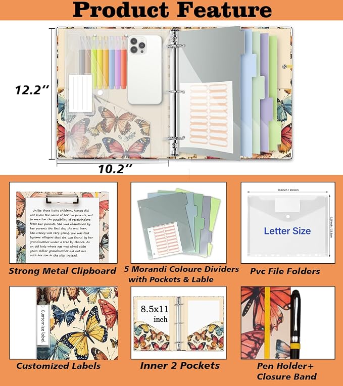 3 Ring 1 Inch Binder Organizer, KLLVE Three Ring Binders - Image 2