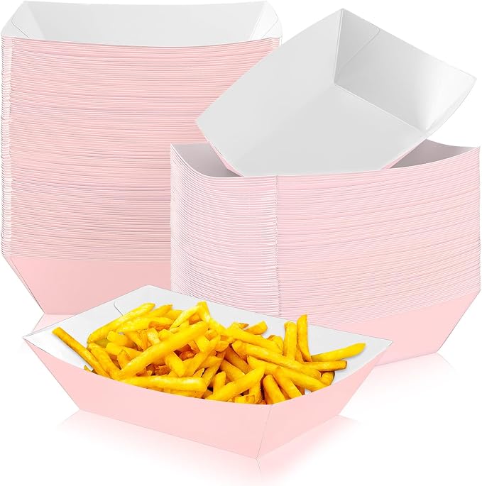Yinkin 100 Pcs 2lb Paper Food Trays Boat 2lb Disposable Nacho Trays Kraft Paper by Yinkin