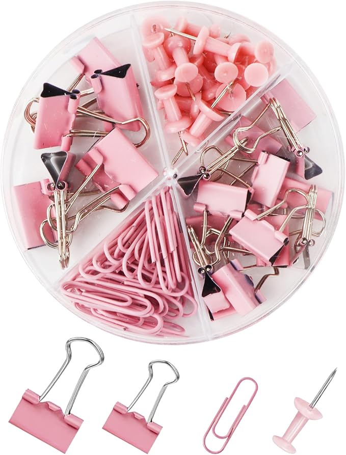 Paper Binder and Clips Set, Metal Assorted Sized Binders by CREECHWA