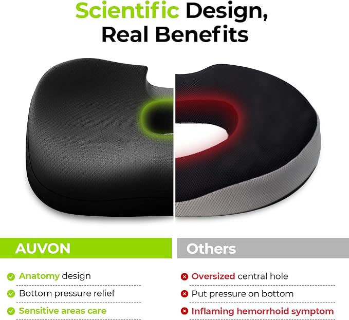 AUVON Innovative Donut Pillow Hemorrhoids Scientific Center Hole and Tailbone - Image 4