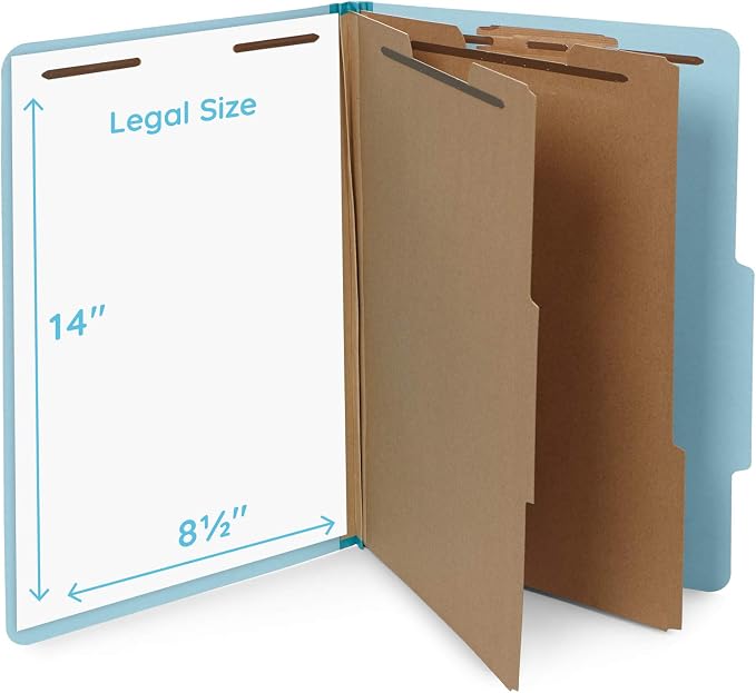 10 Blue Legal Size Classification Folders - Image 2