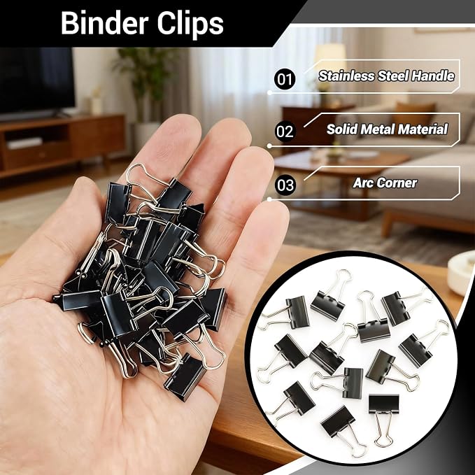 120 Pcs Small Binder Clips Black, 0.75in/19mm Mini Binder Paper Clips, Paper - Image 4