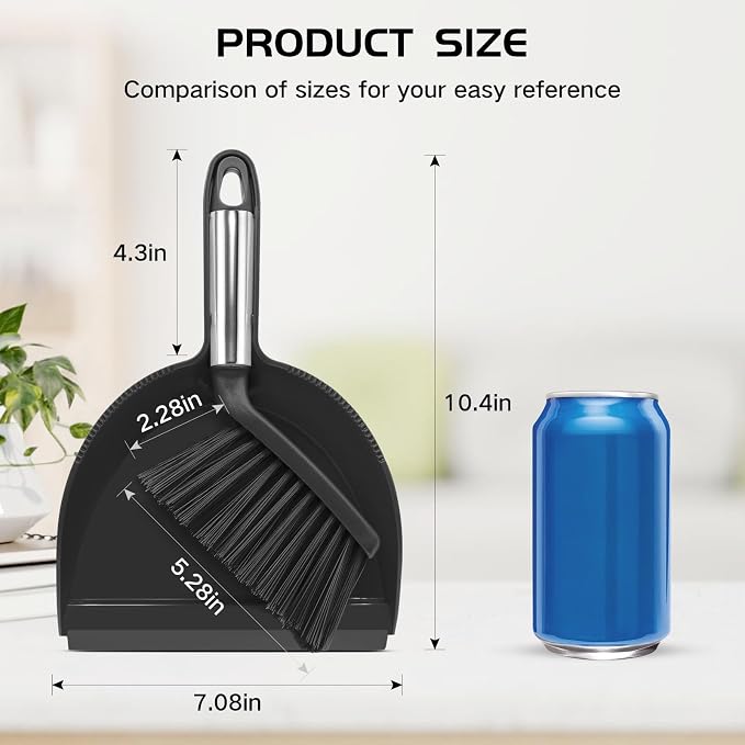 NACENA Mini Broom and Dustpan Set, Small Dust Pan and Brush Set - Image 2