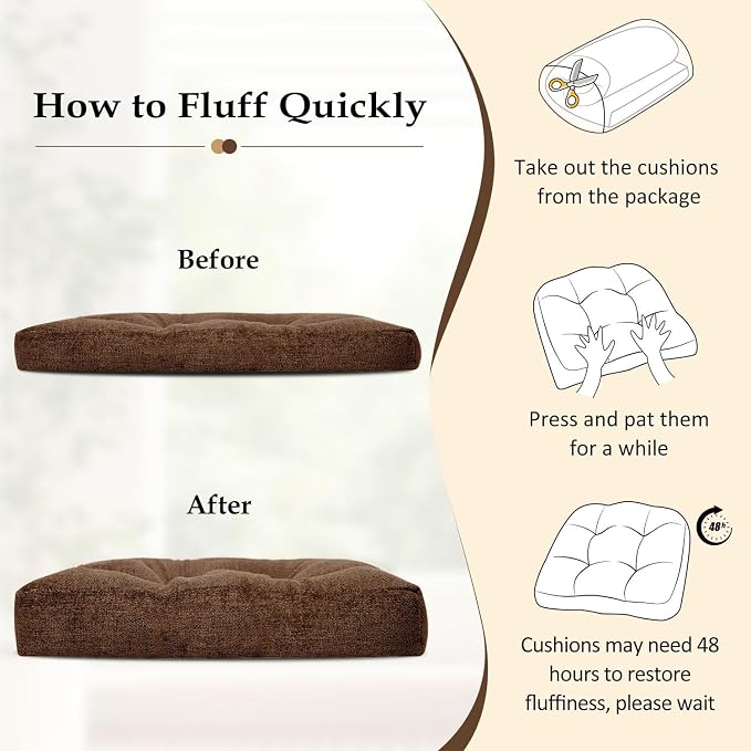 downluxe Chair Cushions for Dining Chairs 4 Pack, Tufted Indoor Chair Pads - Image 6