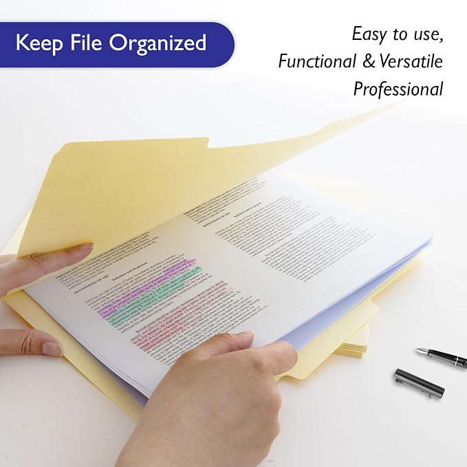 BAZIC Products Manila File Folder, 1/3-Cut Tab, 12 Ct, 48-Case | staggered tabs - Image 4