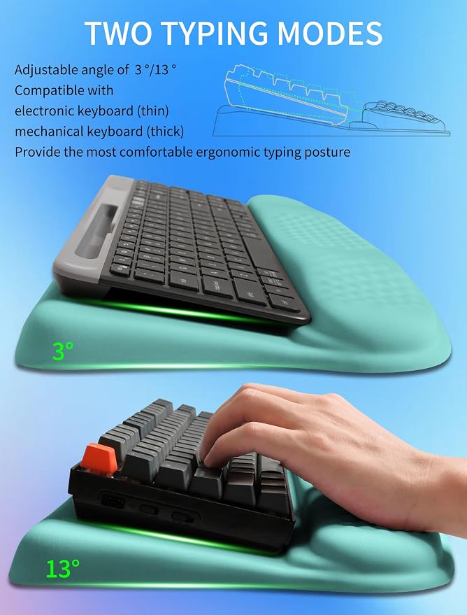 Ergonomic Wave Wrist Rest with Keyboard Stand, Cushioned Palm Rest, Comfortable - Image 2