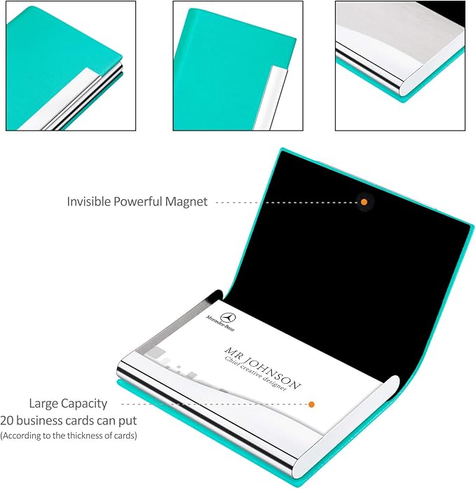 Padike Business Card Holder, Business Card Case Professional PU Leather & - Image 3