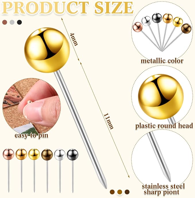 Outus 500 Pieces Map Push Pins Map Tacks Plastic Round Head Tacks - Image 2
