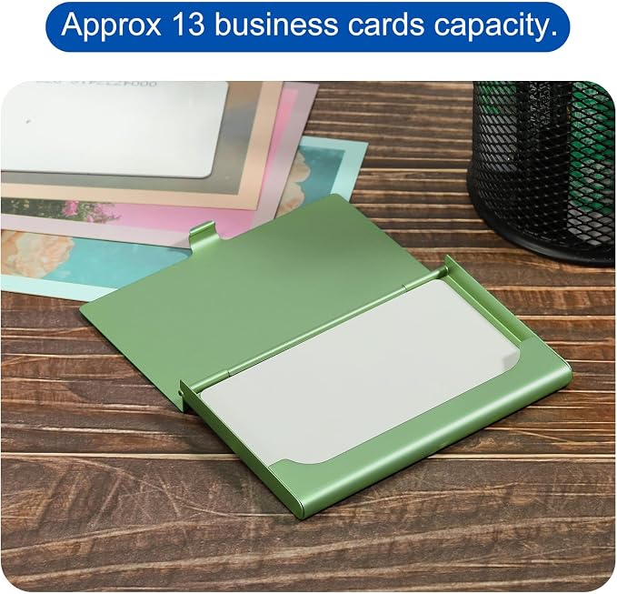 PATIKIL Business Card Holder, 2 Pieces Aluminum Alloy Flip Cover Slim Name - Image 5