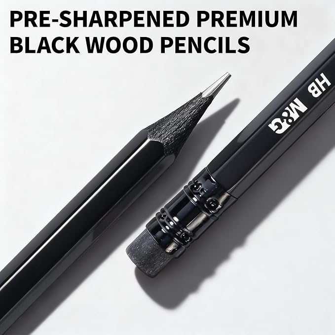 M&G BLACKOO Series HB Wood-Cased Pencils, Bulk Black Pencils - Image 3
