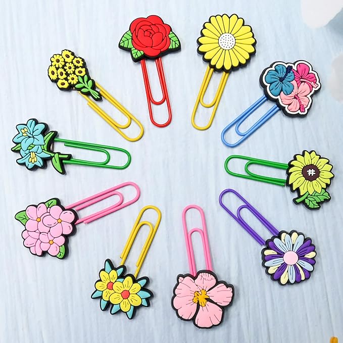 30 PCS Flower Paper Clips Metal Paperclip Large Size Paper Clip Cute Bookmark - Image 5