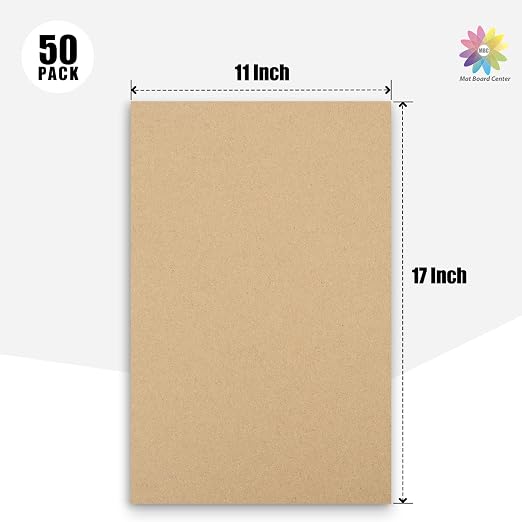 Mat Board Center, 50 Corrugated Cardboard Sheets 11x17 Inches Flat Card Board - Image 2