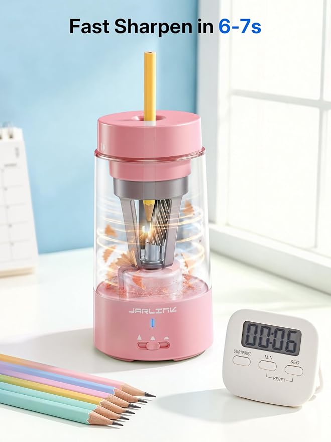 JARLINK Electric Pencil Sharpener, Fully Automatic Rechargeable Pencil Sharpener - Image 6