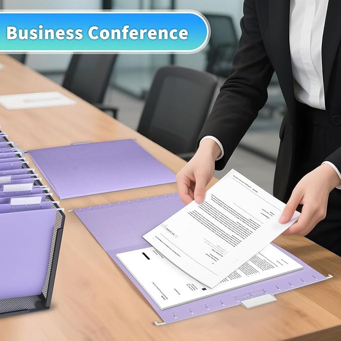 25-Pack Light Purple Hanging File Folders, Letter Size, Includes 35 Transparent - Image 7