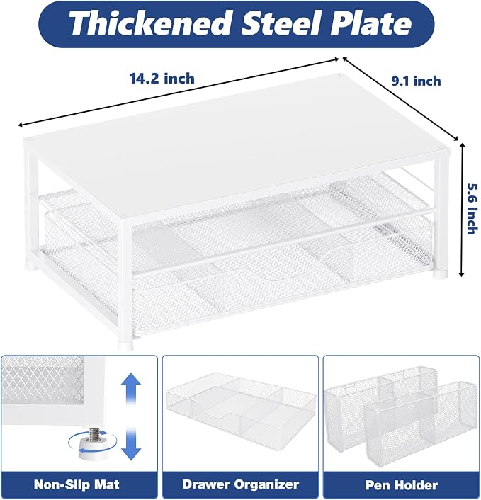 OPNICE Desk Organizers and Accessories, 2-Tier Computer Monitor Stand Riser - Image 3